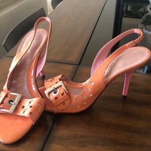 Enzo di Siena pink and orange high heels sandals, made in Italy.